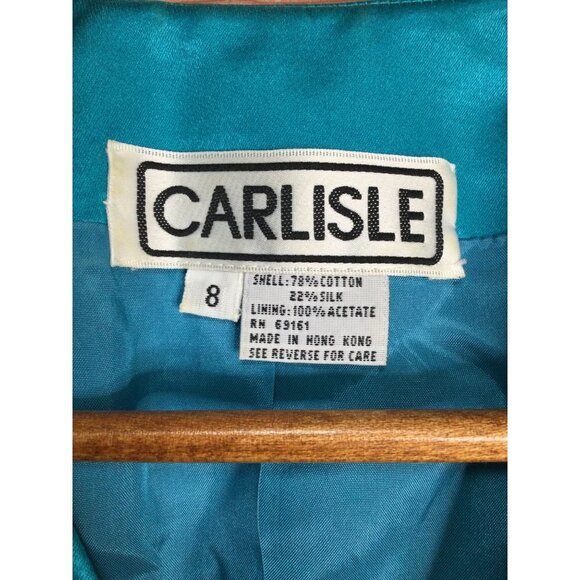 Vintage Carlisle Silk Blend Blazer Size 8 Gold Button Detail Lined Bright - Picture 3 of 5